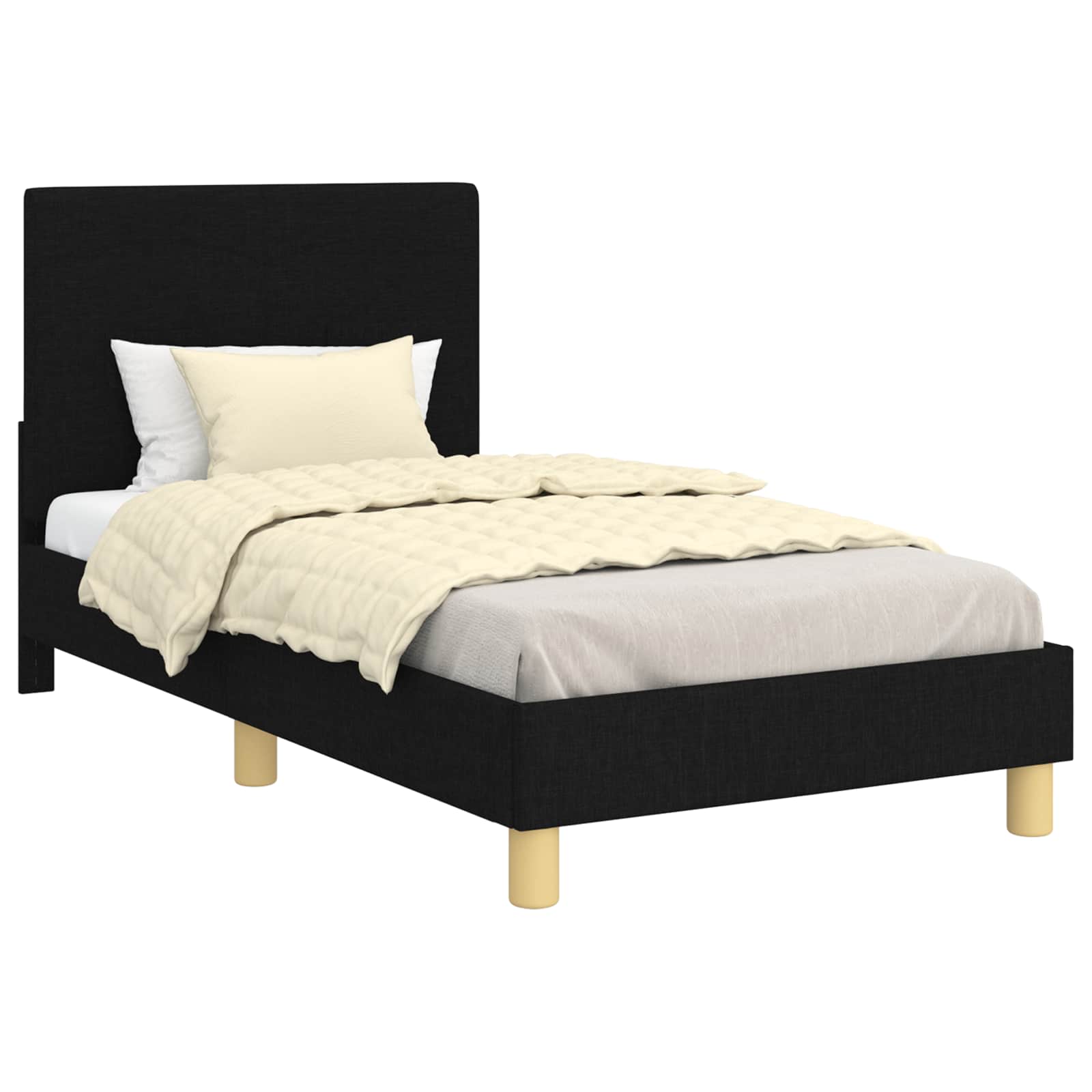 Struttura letto bambini con testata Nero 80 x 160 cm Tessuto | homemem39