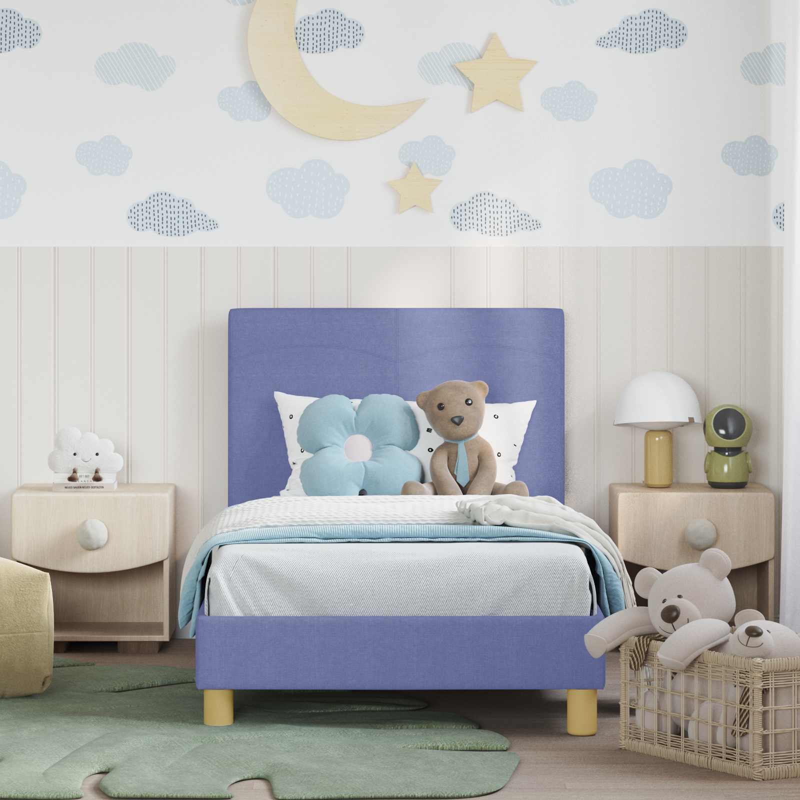 Struttura letto bambini con testata Blu jeans 80 x 160 cm | homemem39
