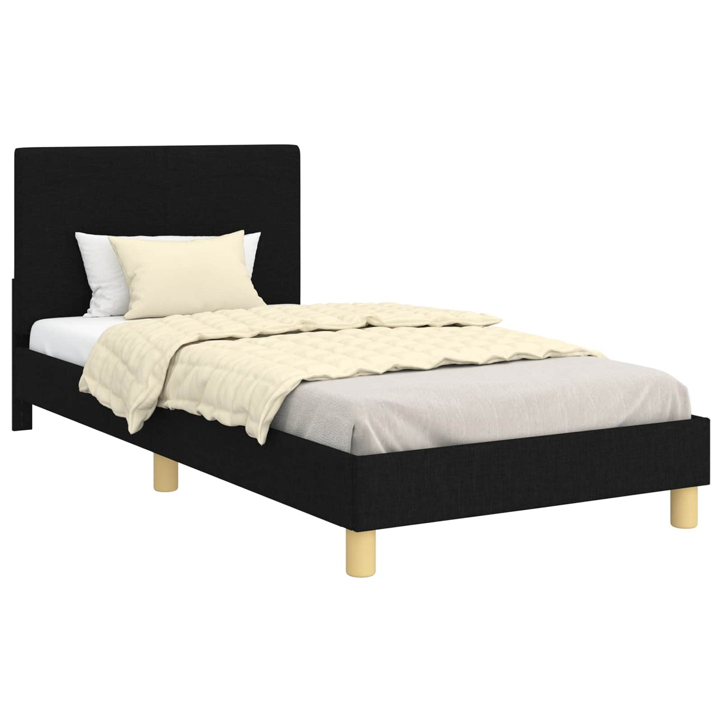 Struttura letto bambini con testata Nero 90 x 190 cm Tessuto | homemem39