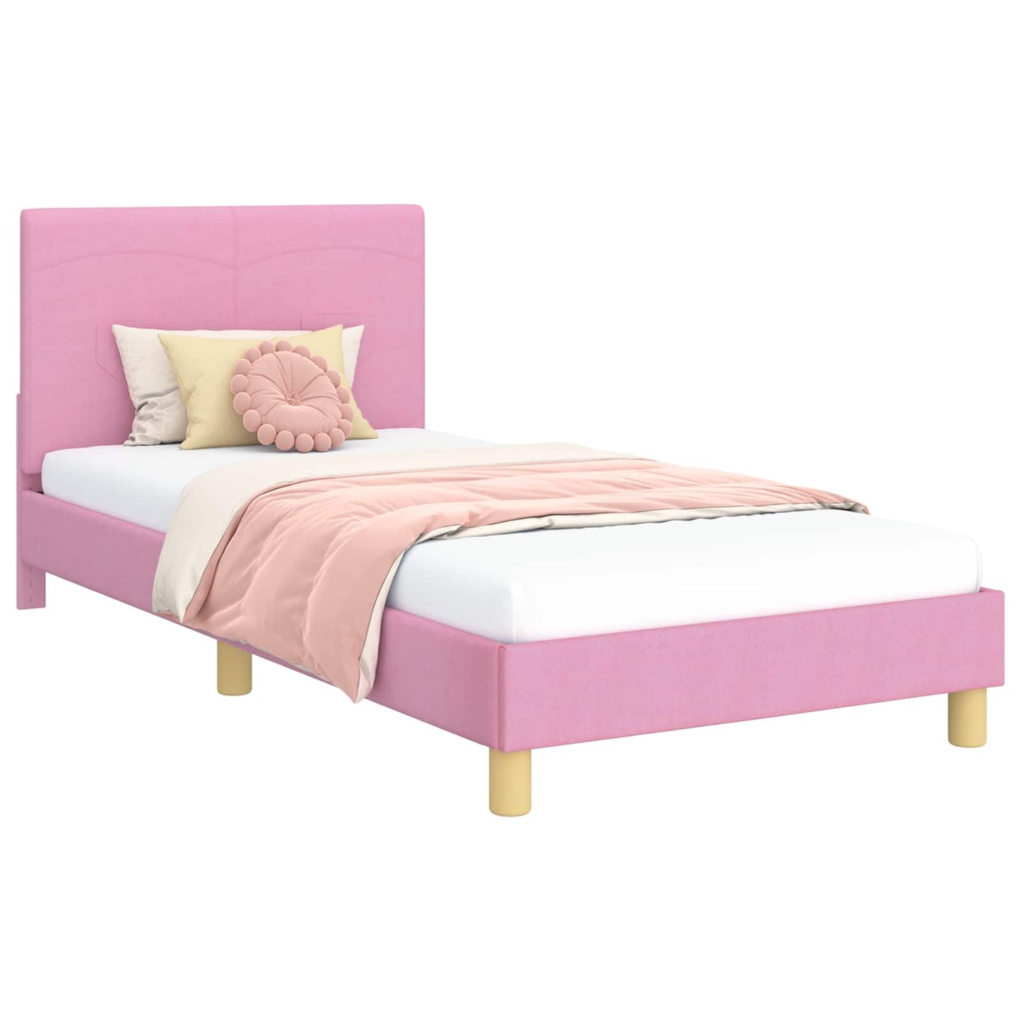 Struttura letto bambini con testata Rosa 90 x 200 cm Tessuto | homemem39
