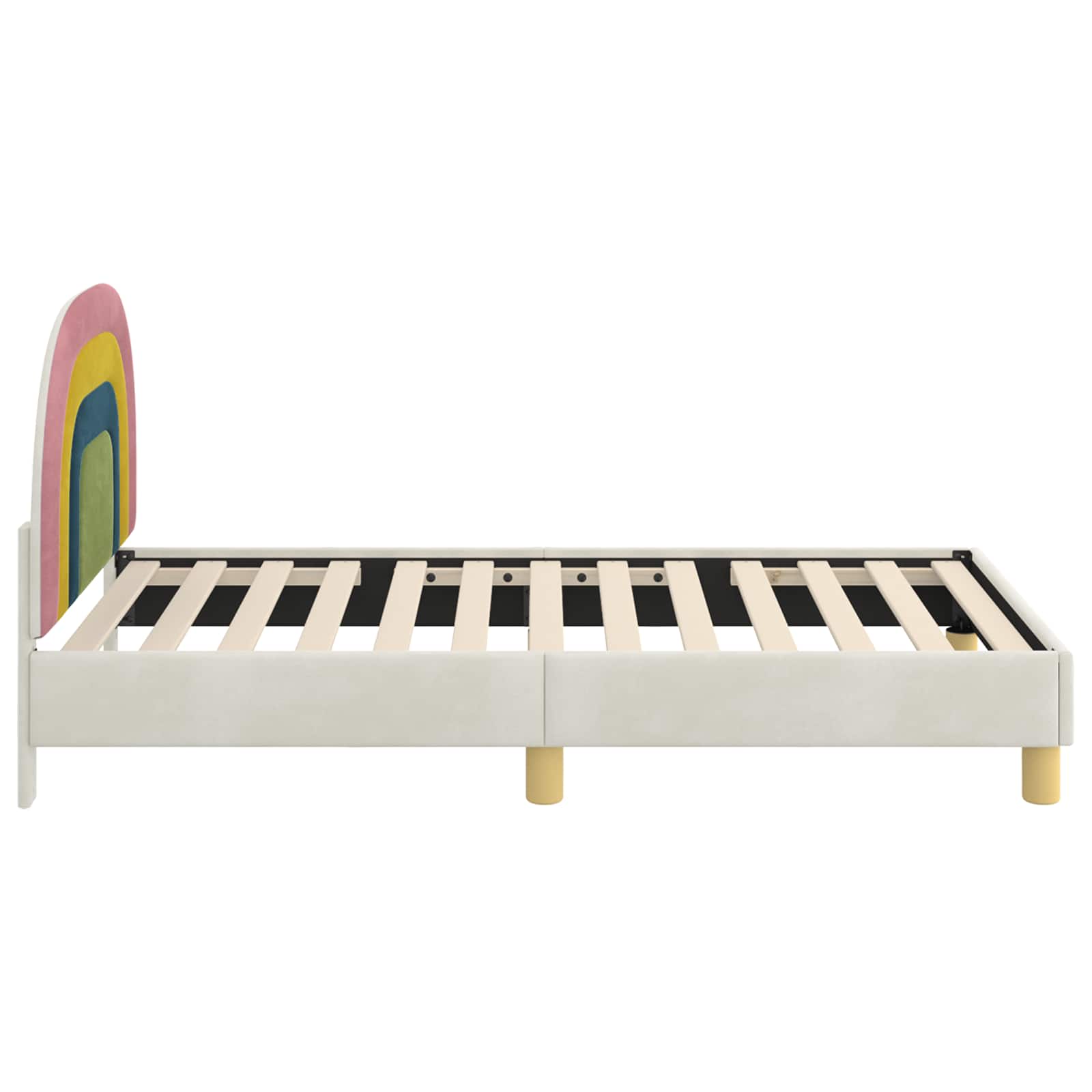 Struttura letto bambini con testata Crema 80 x 160 cm Velluto | homemem39