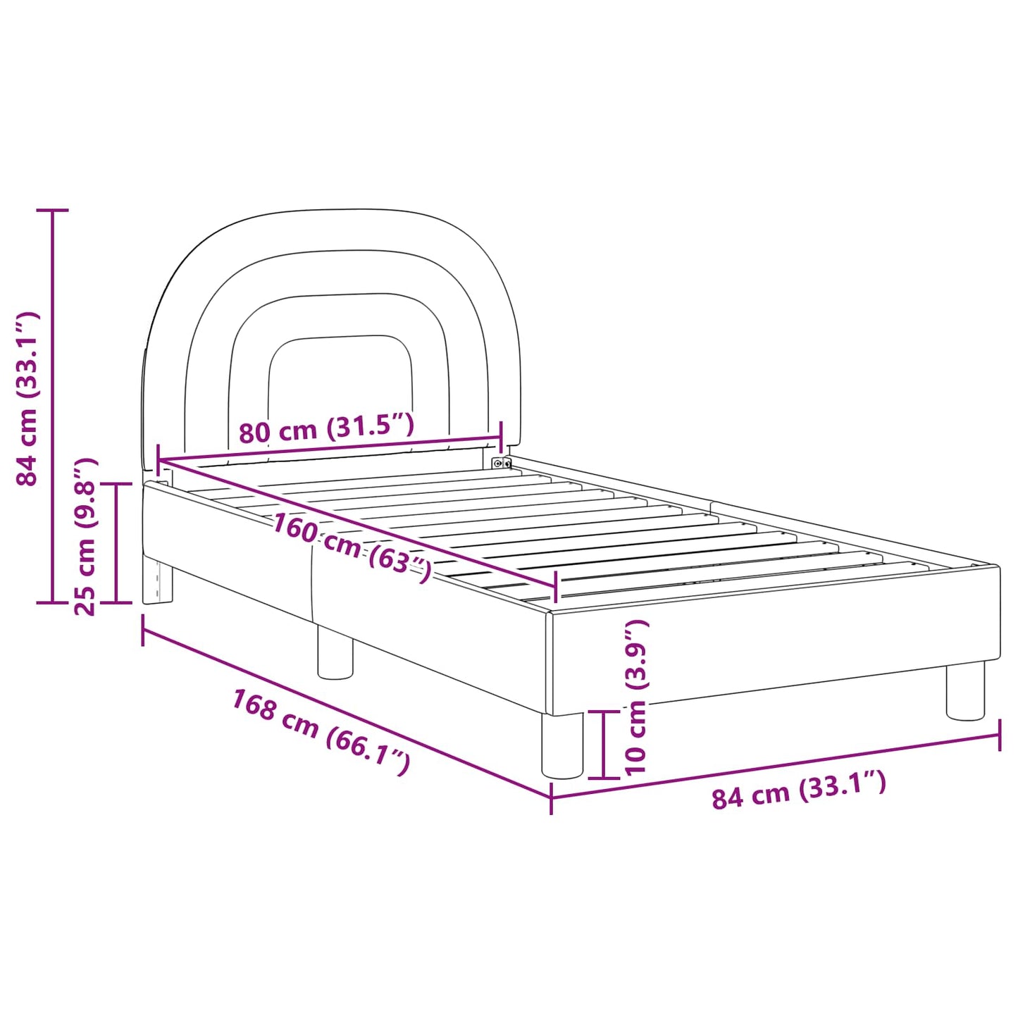 Struttura letto bambini con testata Crema 80 x 160 cm Velluto | homemem39