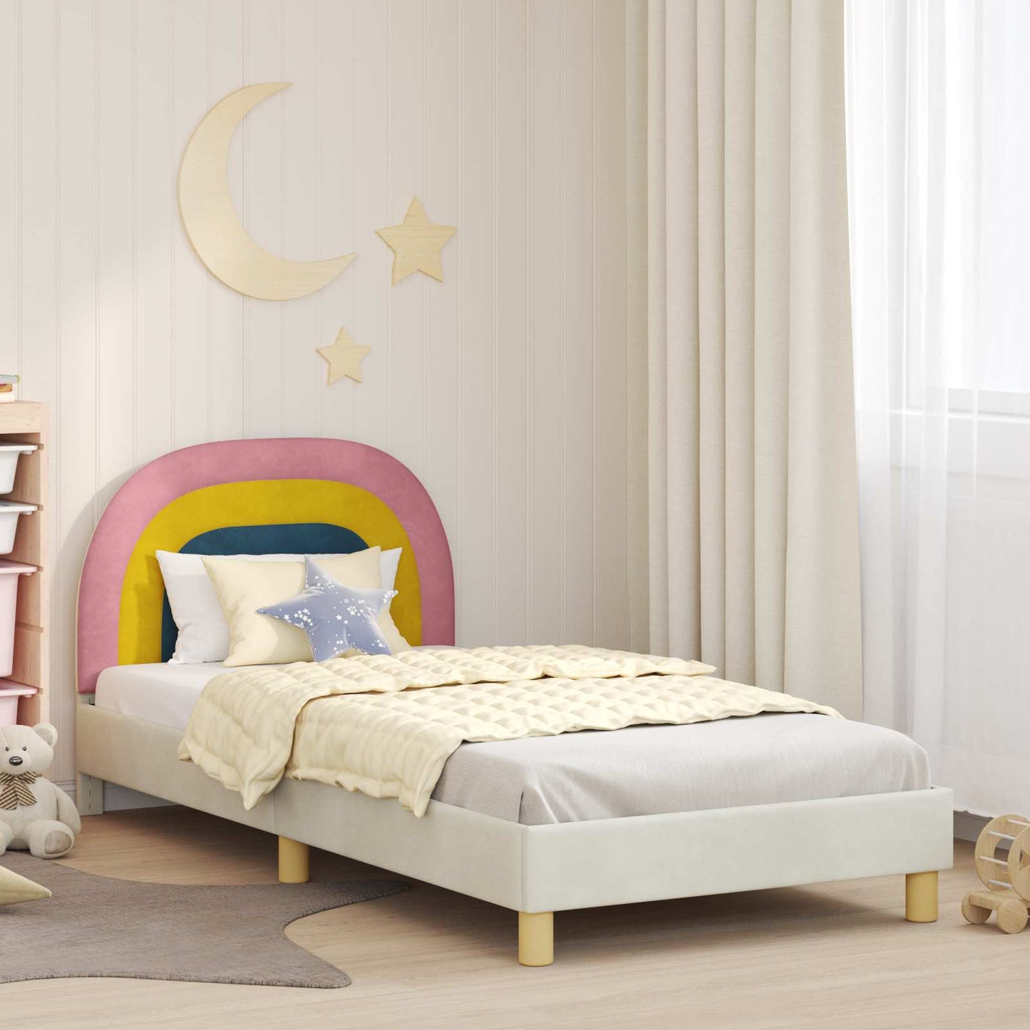Struttura letto bambini con testata Crema 80 x 200 cm Velluto | homemem39