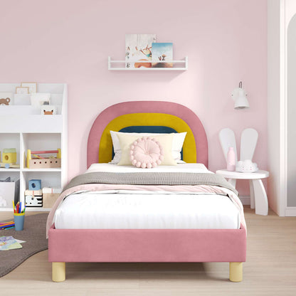 Struttura letto bambini con testata Rosa 80 x 200 cm Velluto | homemem39