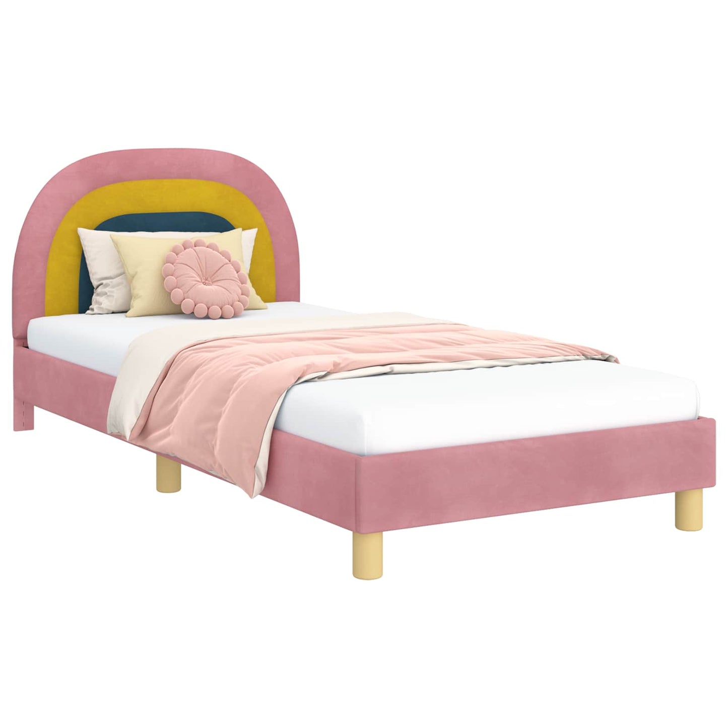 Struttura letto bambini con testata Rosa 80 x 200 cm Velluto