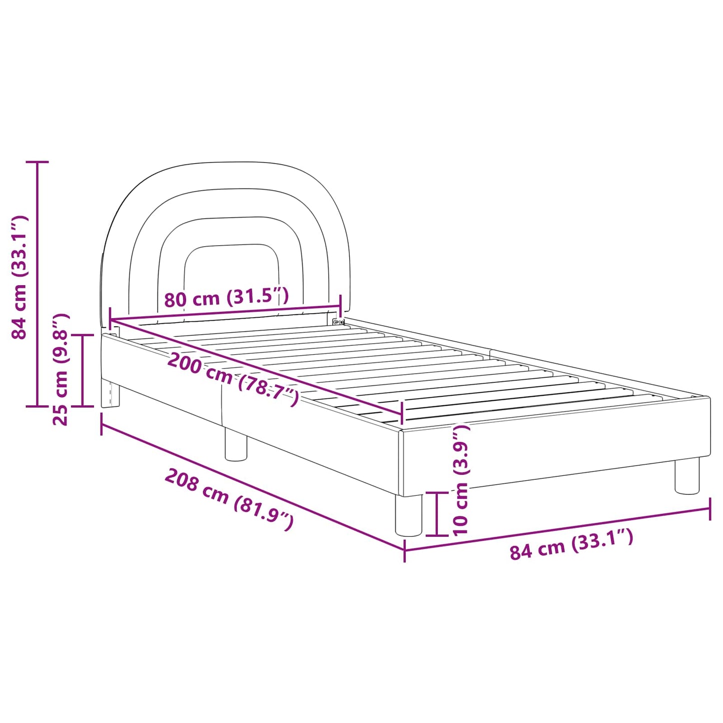 Struttura letto bambini con testata Rosa 80 x 200 cm Velluto | homemem39