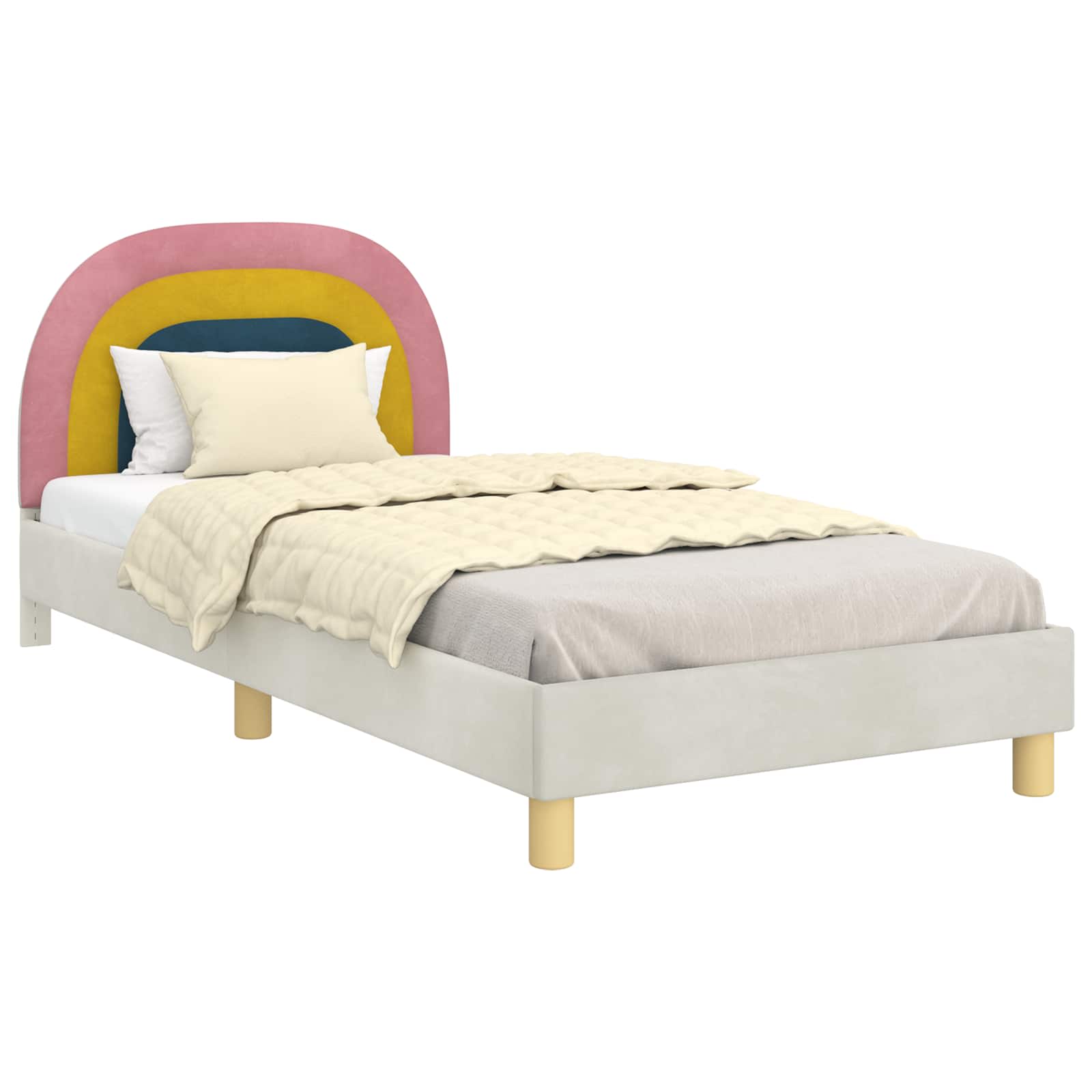 Struttura letto bambini con testata Crema 90 x 190 cm Velluto | homemem39