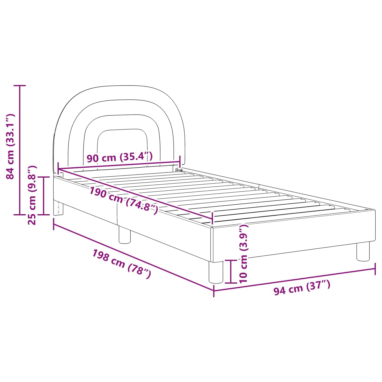 Struttura letto bambini con testata Crema 90 x 190 cm Velluto | homemem39
