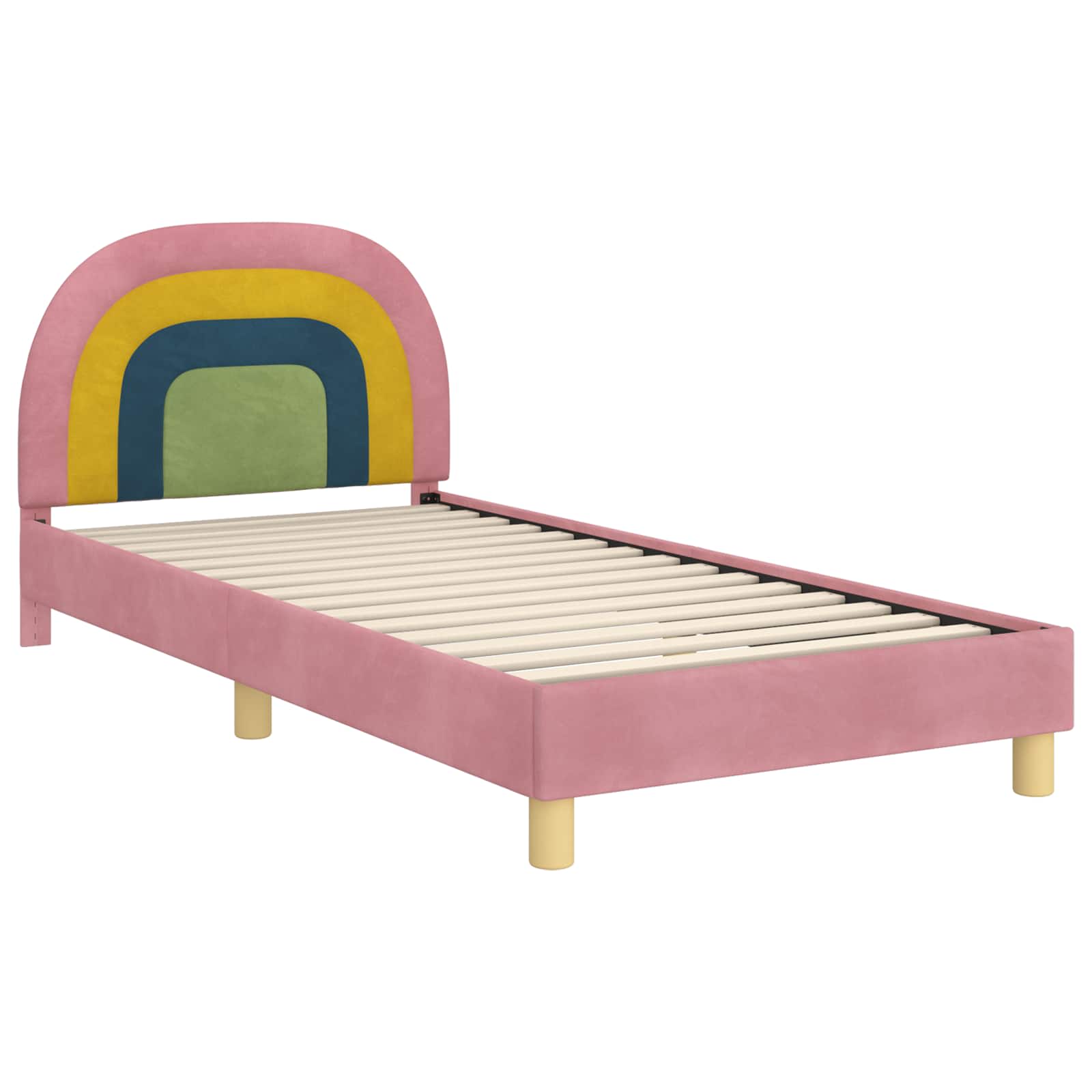 Struttura letto bambini con testata Rosa 90 x 190 cm Velluto | homemem39