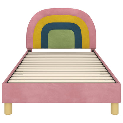 Struttura letto bambini con testata Rosa 90 x 190 cm Velluto | homemem39