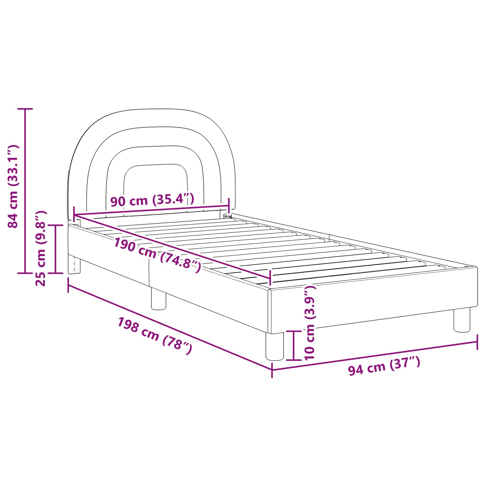 Struttura letto bambini con testata Rosa 90 x 190 cm Velluto | homemem39