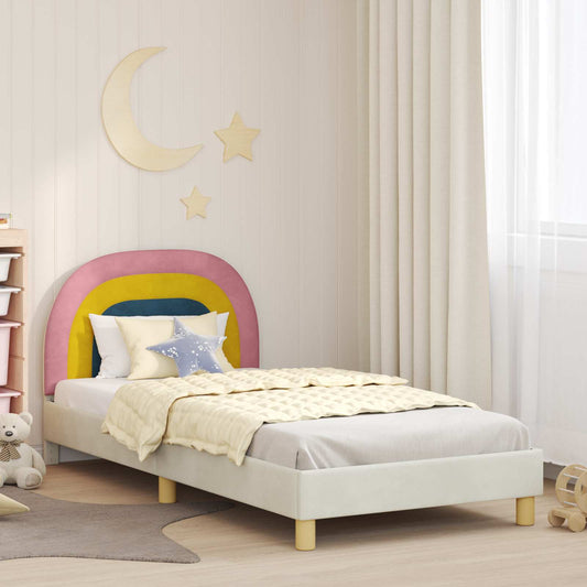 Struttura letto bambini con testata Crema 90 x 200 cm Velluto | homemem39