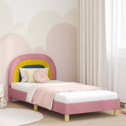 Struttura letto bambini con testata Rosa 90 x 200 cm Velluto | homemem39