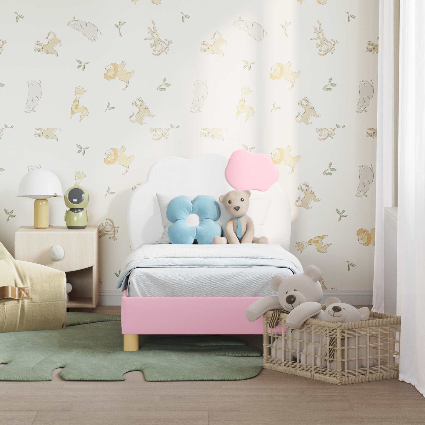 Struttura letto per bambini con testata Rosa 70 x 140 cm PU