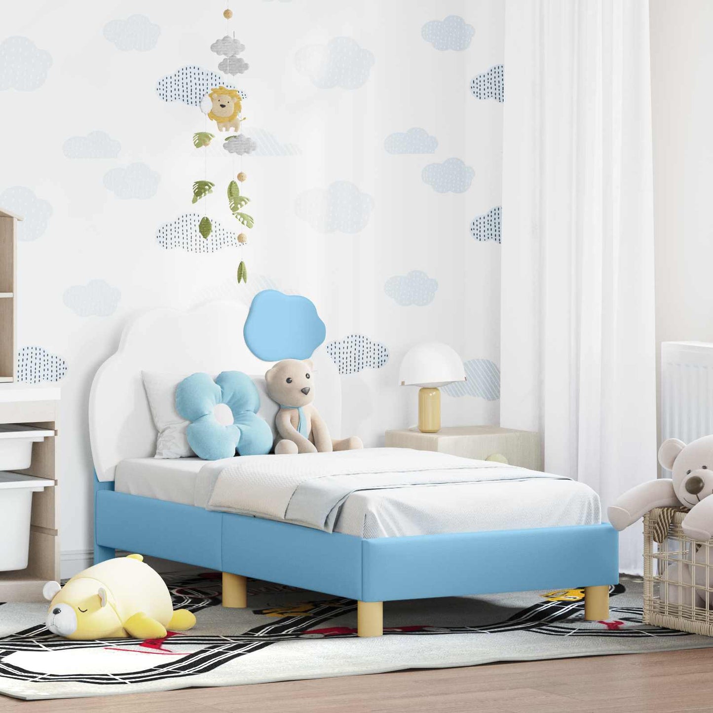Struttura letto per bambini con testata Blu 70 x 140 cm PU | homemem39