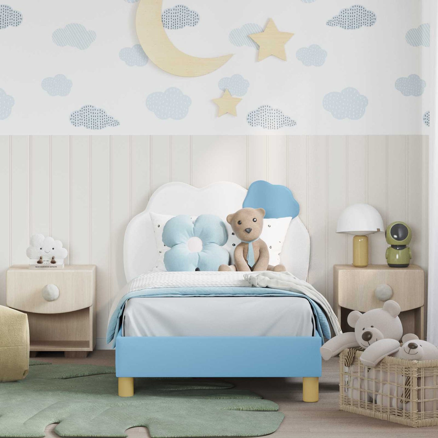 Struttura letto bambini con testata Blu 80 x 160 cm PU | homemem39