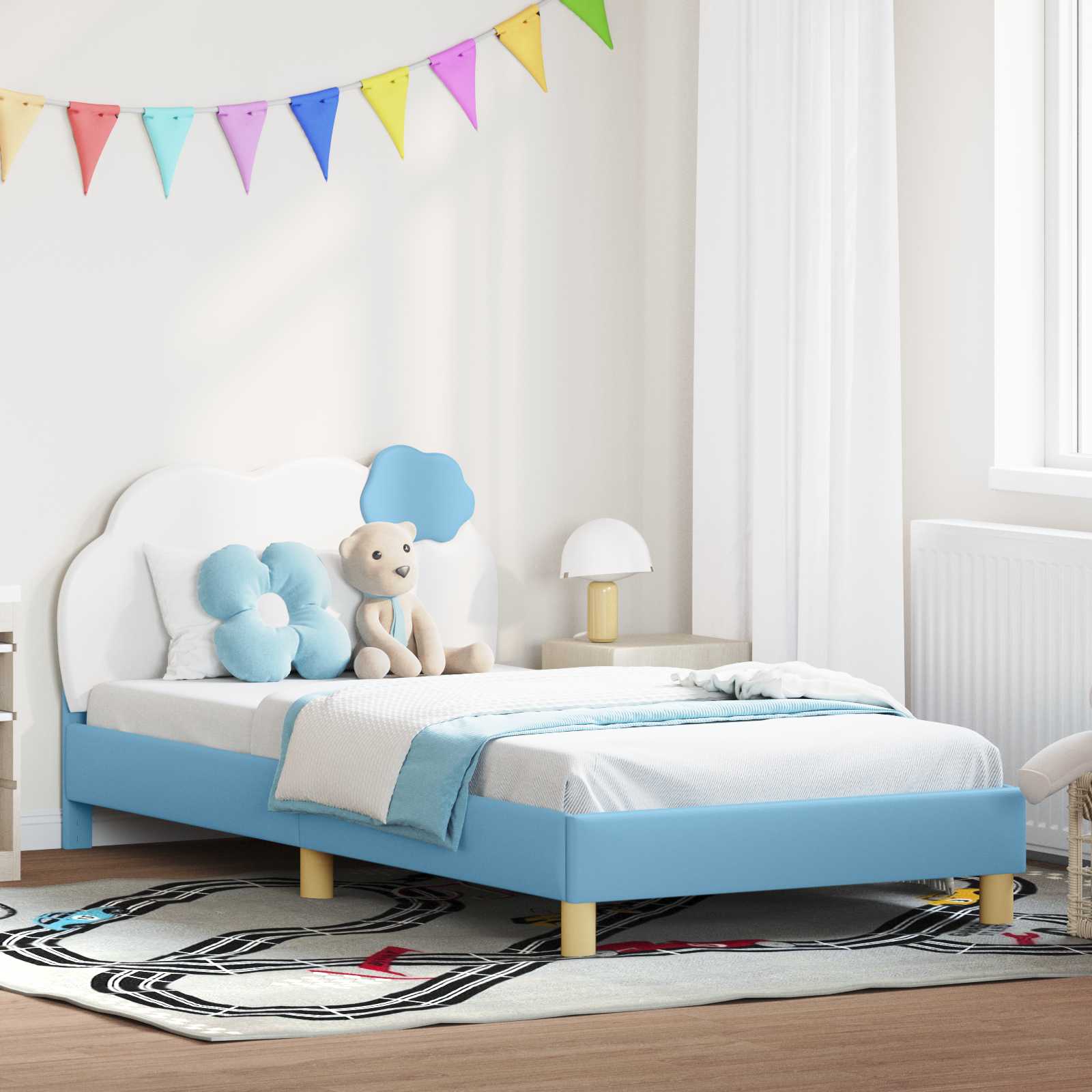Struttura letto bambini con testata Blu 80 x 200 cm PU | homemem39