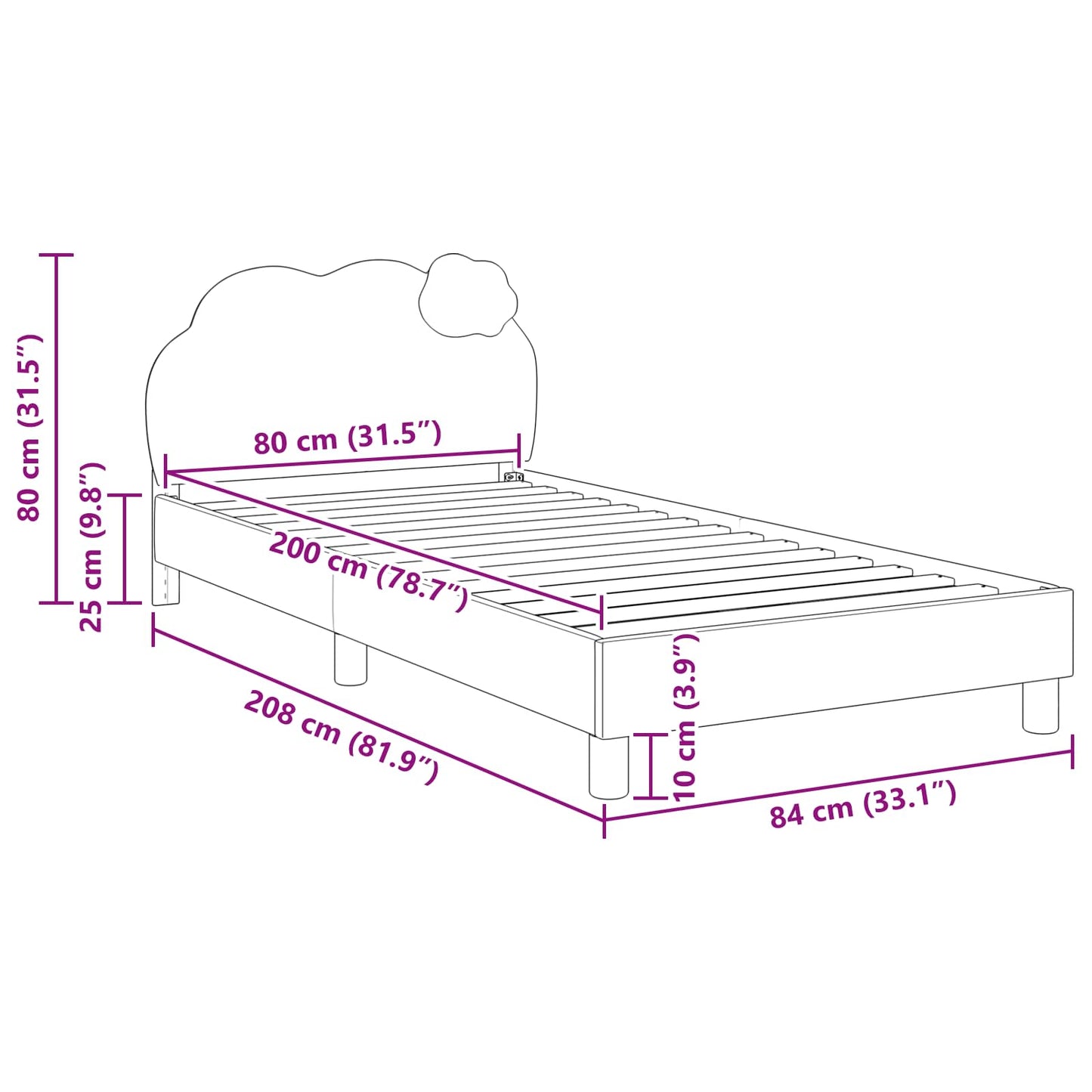 Struttura letto bambini con testata Blu 80 x 200 cm PU | homemem39