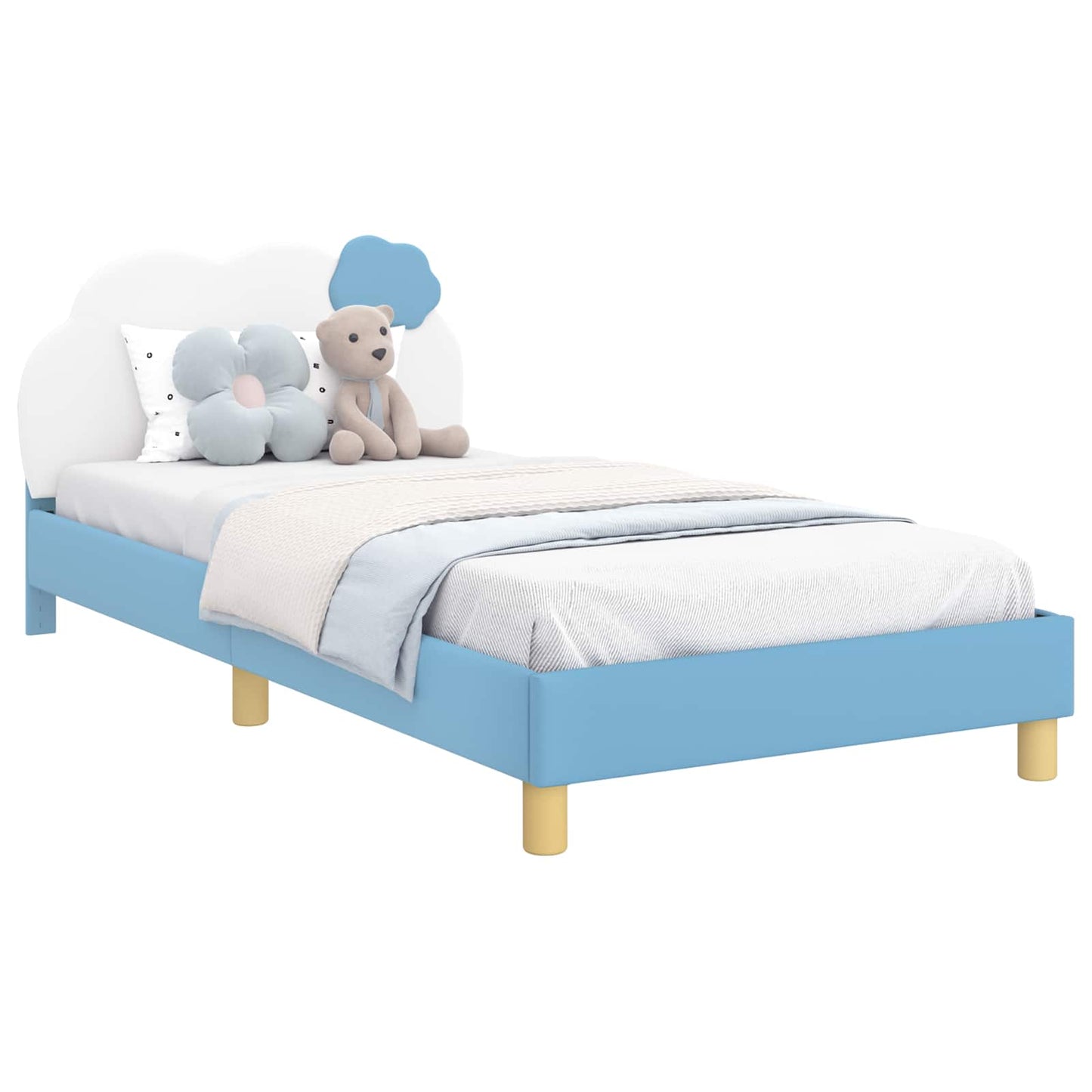 Struttura letto bambini con testata Blu 90 x 190 cm PU | homemem39