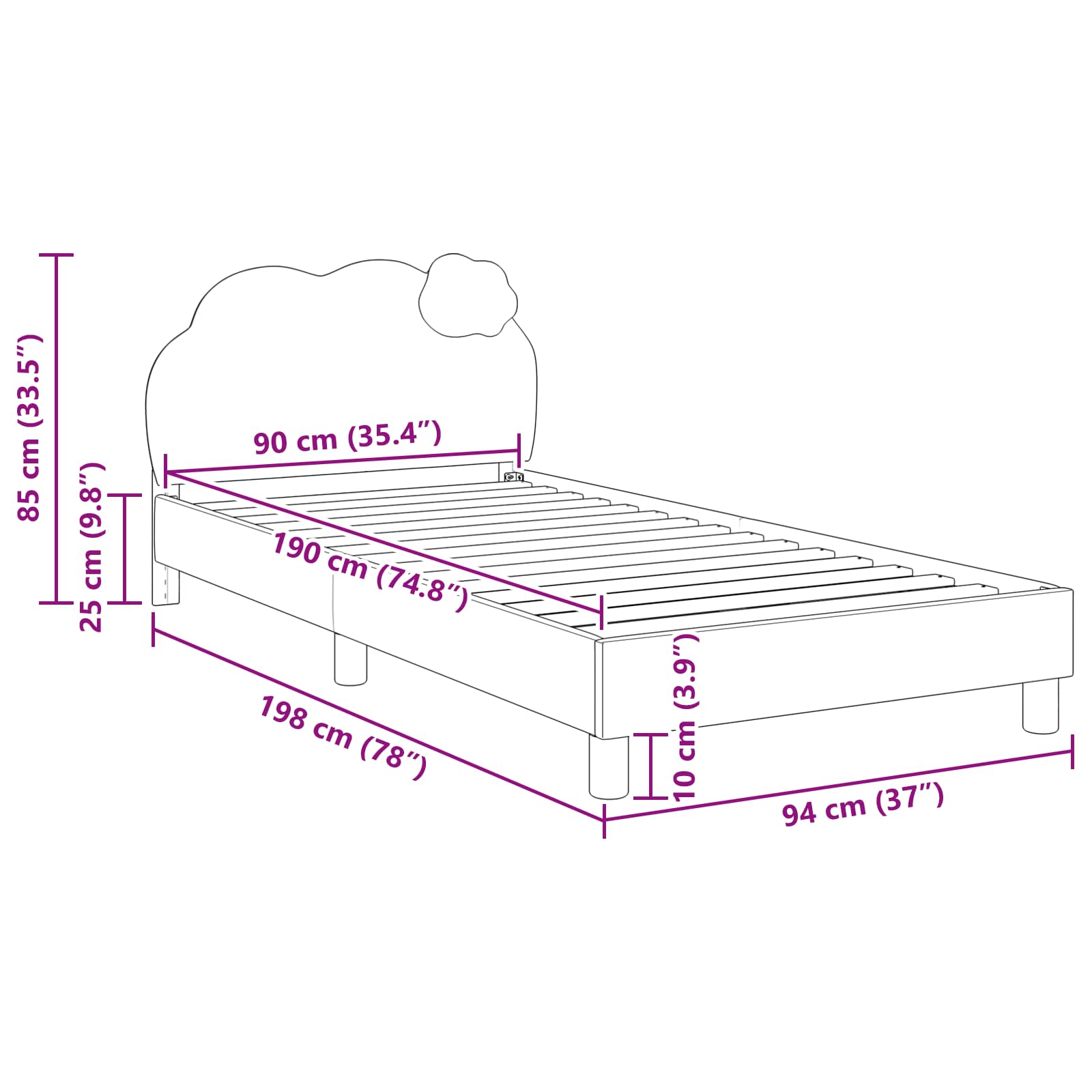 Struttura letto bambini con testata Blu 90 x 190 cm PU | homemem39