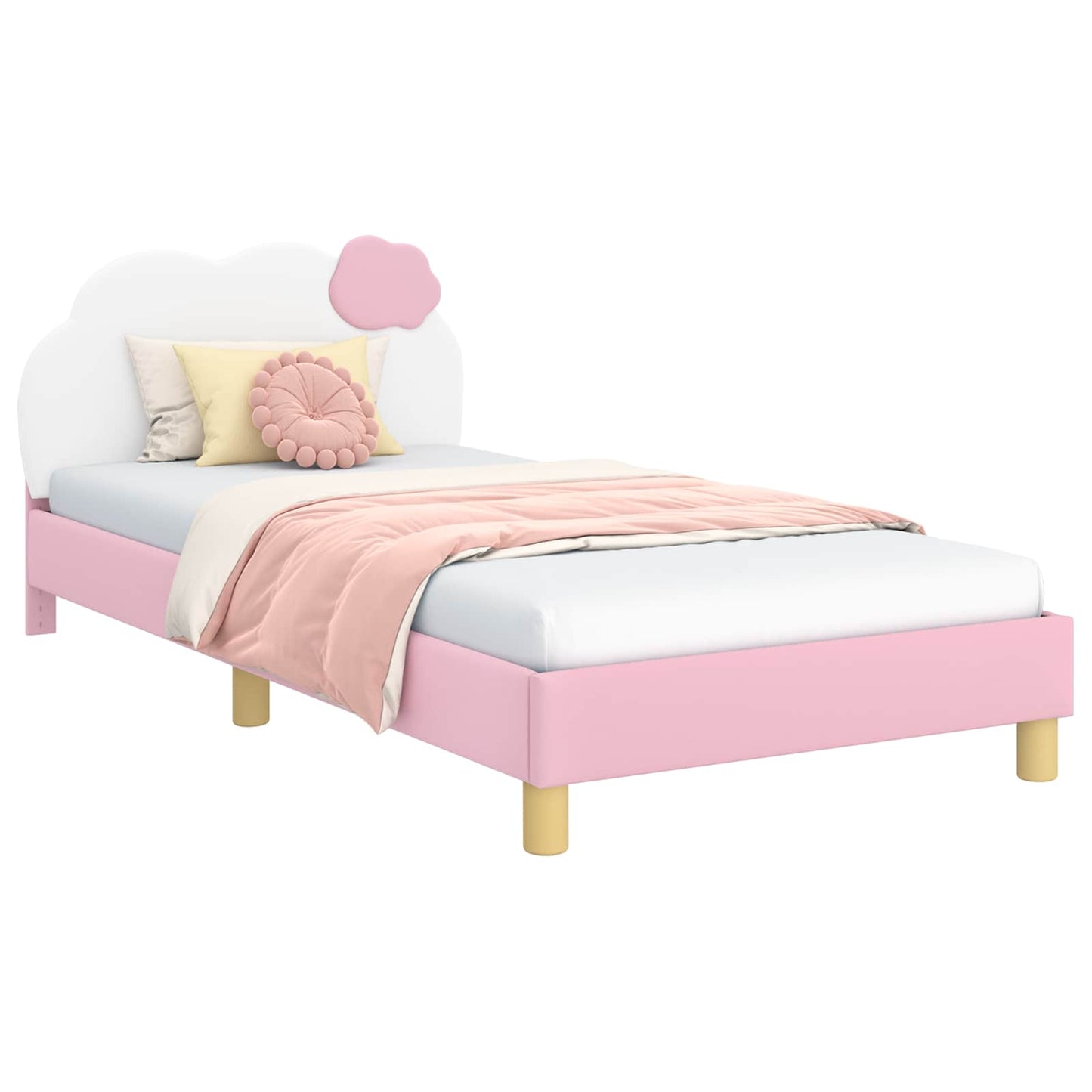 Struttura letto bambini con testata Rosa 90 x 200 cm PU | homemem39