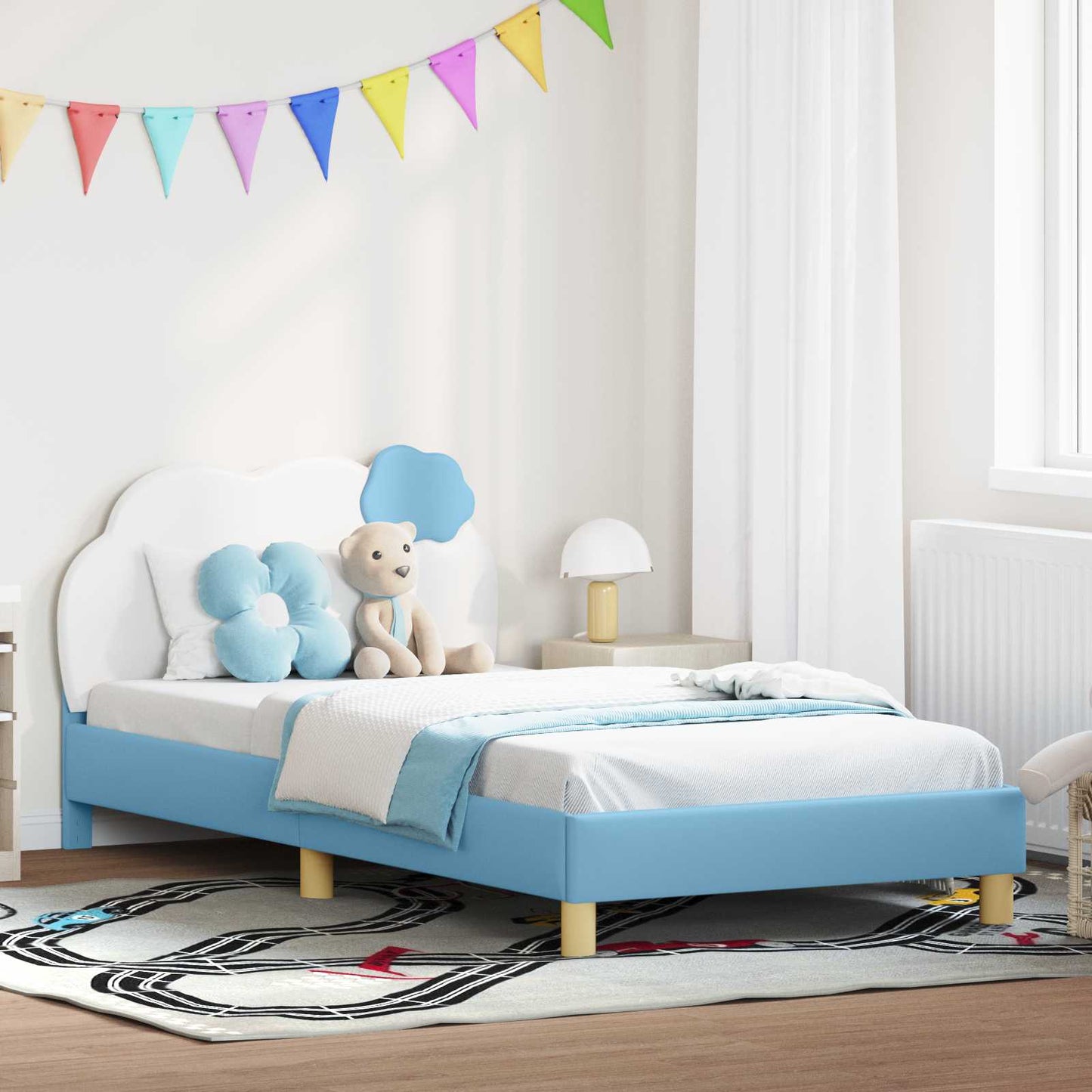 Struttura letto bambini con testata Blu 90 x 200 cm PU | homemem39