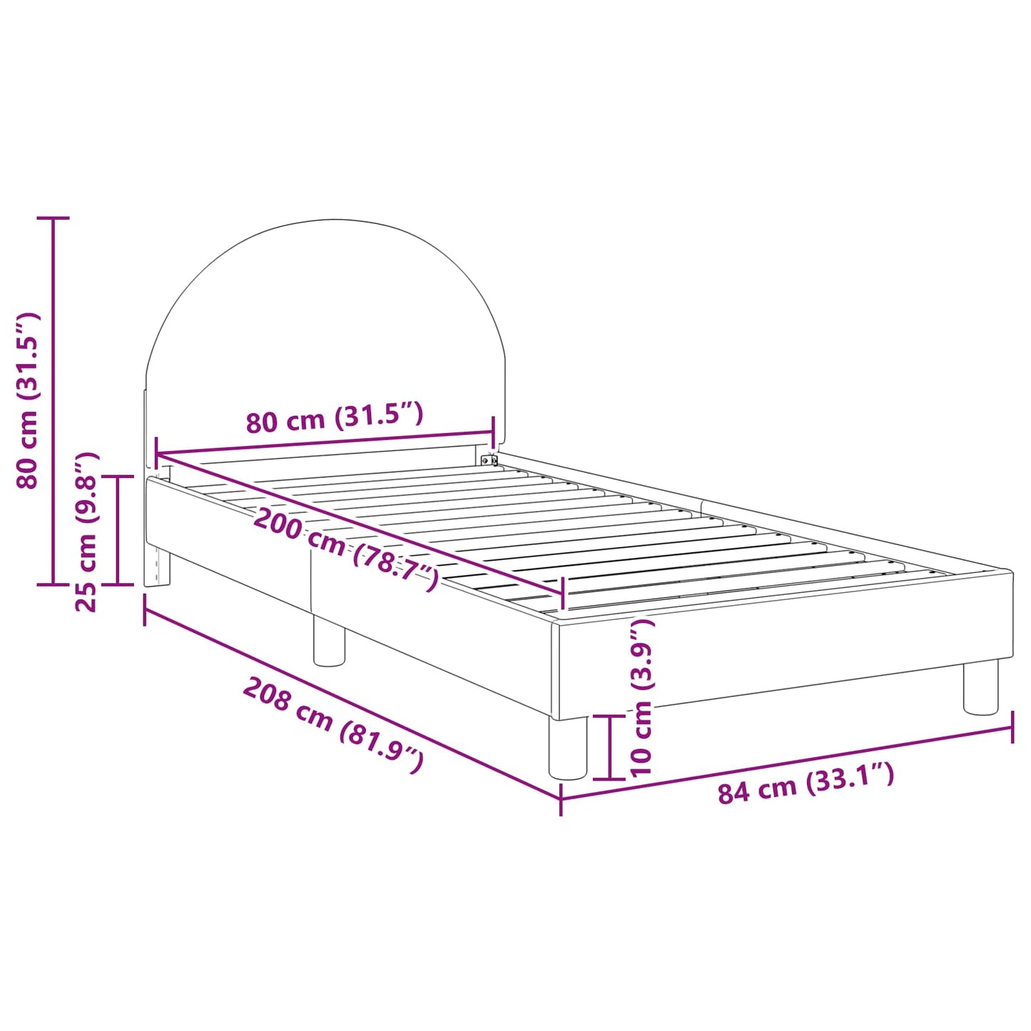 Struttura letto bambini con testata Rosa 80 x 200 cm Bouclé | homemem39