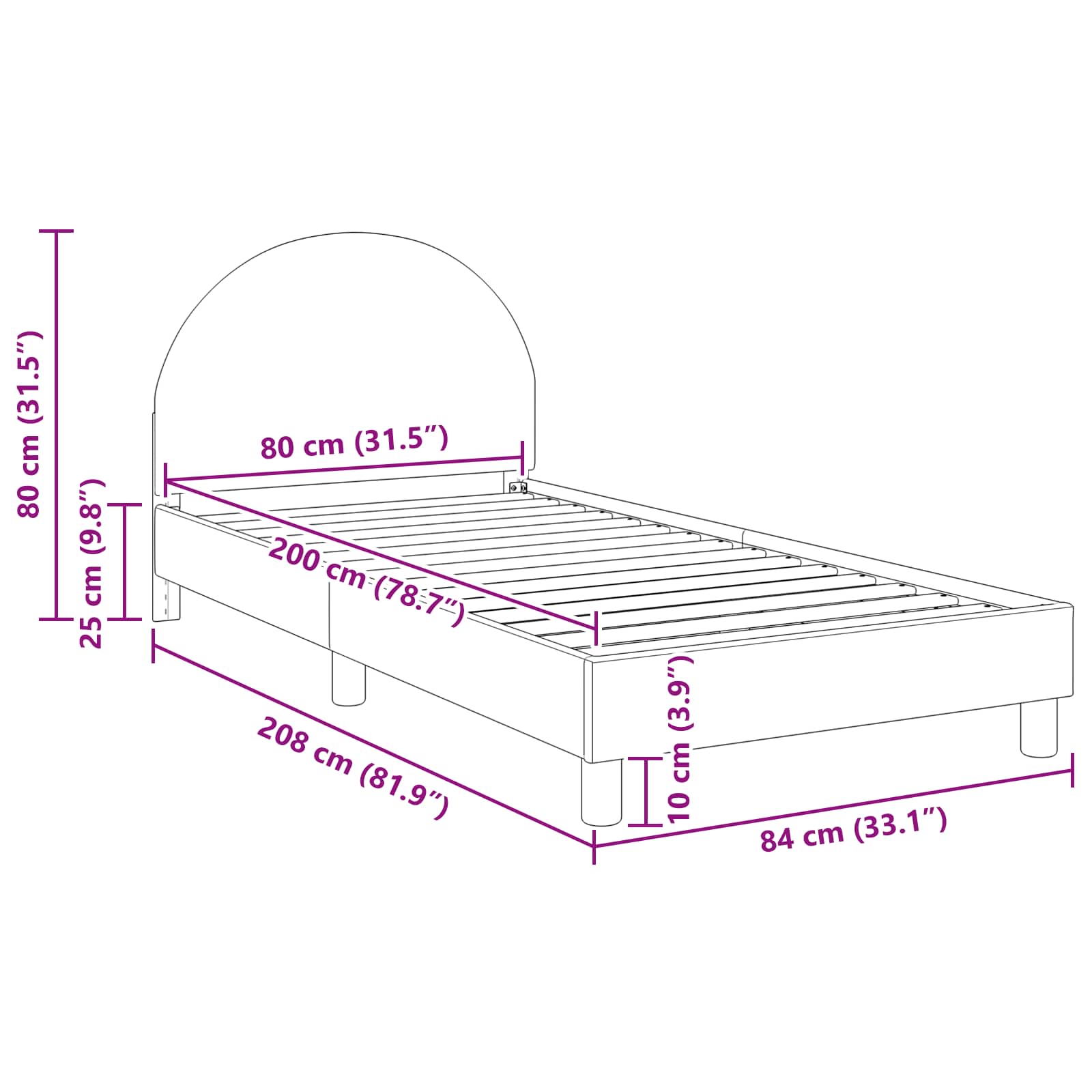 Struttura letto bambini con testata Rosa 80 x 200 cm Bouclé | homemem39