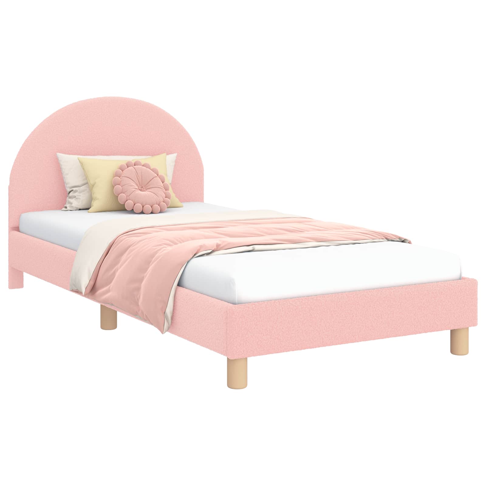 Struttura letto bambini con testata Rosa 90 x 190 cm Bouclé | homemem39