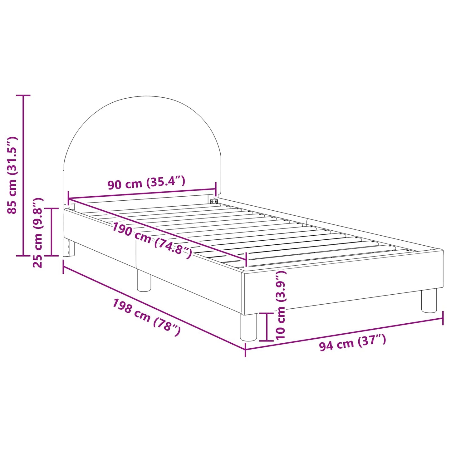Struttura letto bambini con testata Rosa 90 x 190 cm Bouclé | homemem39