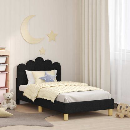 Struttura letto bambini con testata Nero 80 x 160 cm Tessuto | homemem39