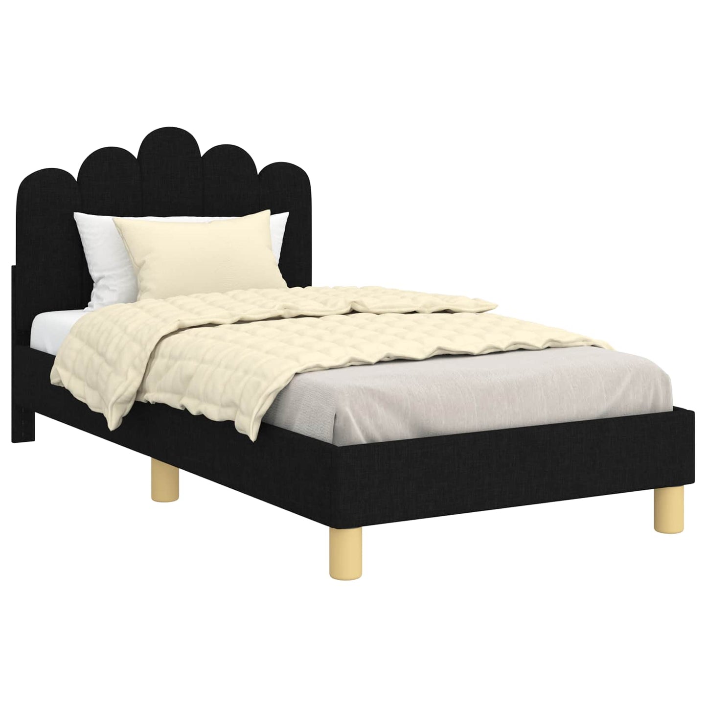 Struttura letto bambini con testata Nero 80 x 160 cm Tessuto | homemem39