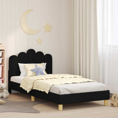 Struttura letto bambini con testata Nero 80 x 200 cm Tessuto | homemem39