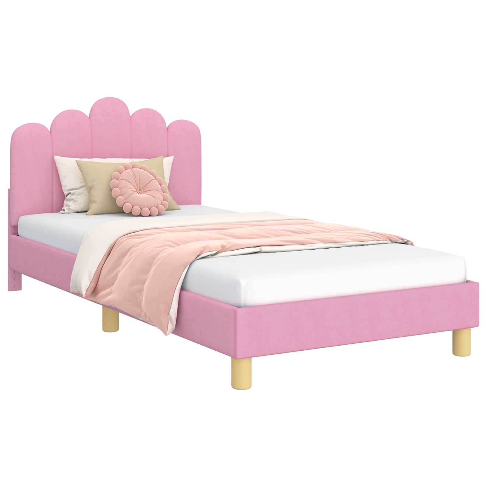 Struttura letto bambini con testata Rosa 80 x 200 cm Tessuto | homemem39