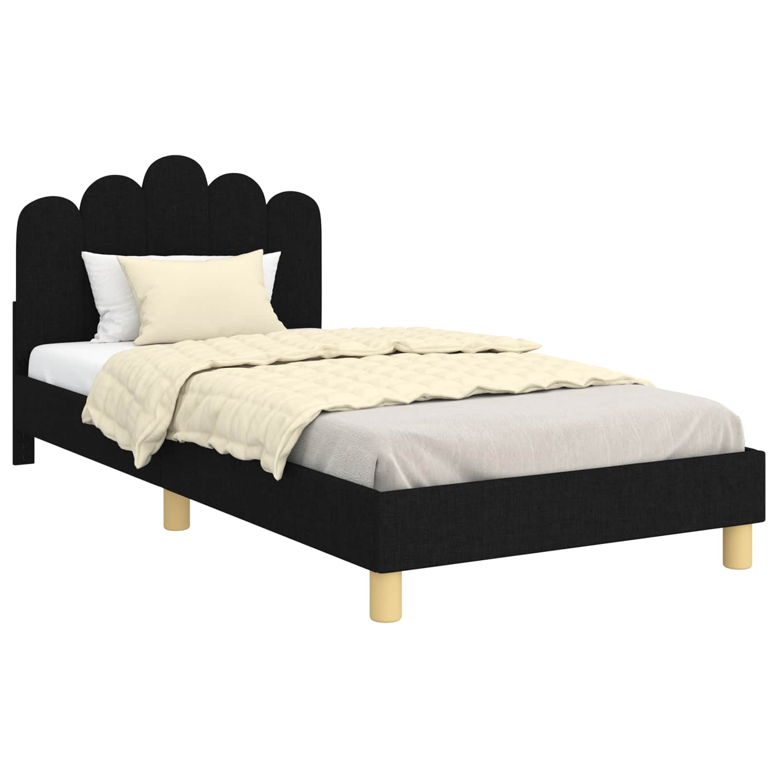 Struttura letto bambini con testata Nero 90 x 190 cm Tessuto | homemem39