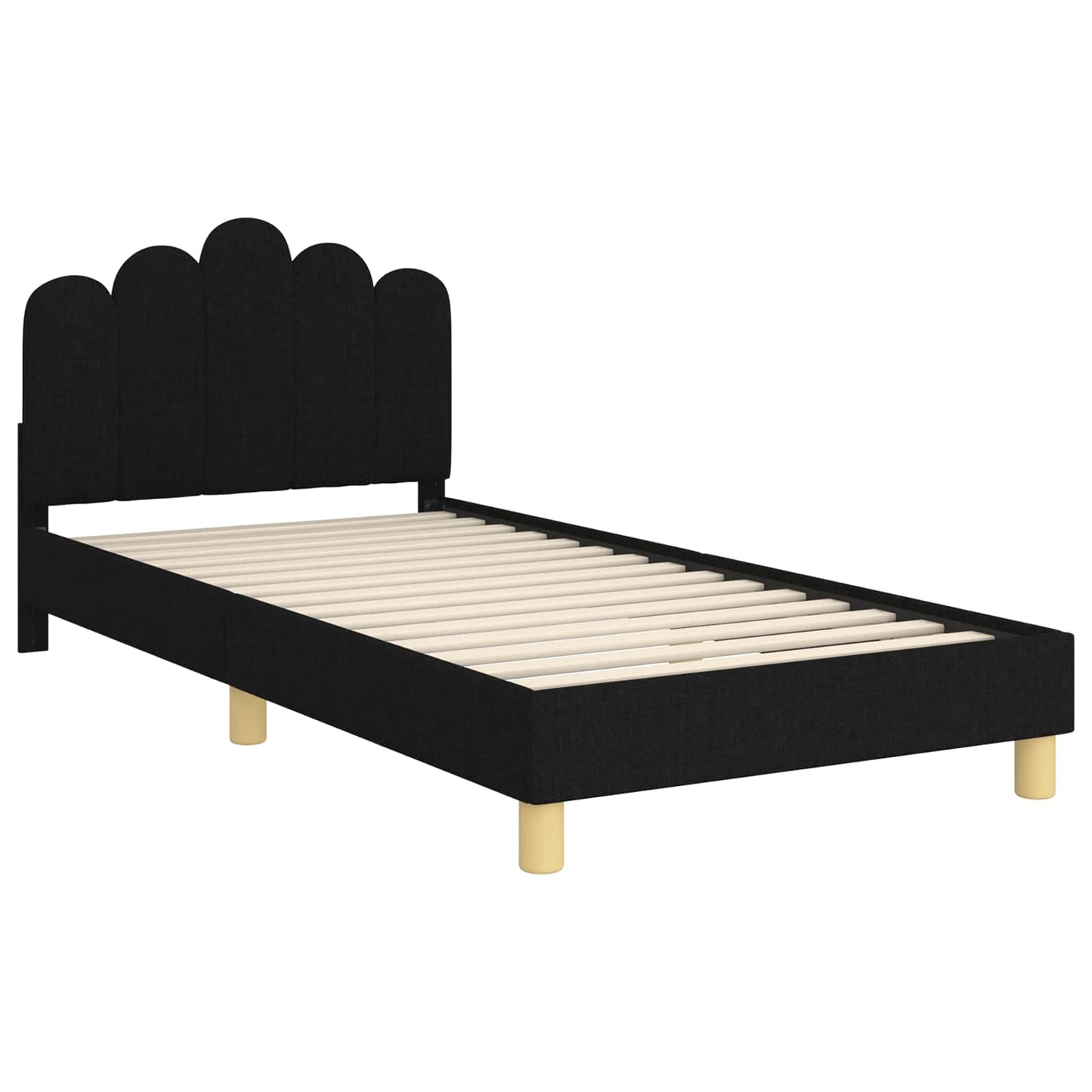 Struttura letto bambini con testata Nero 90 x 190 cm Tessuto | homemem39
