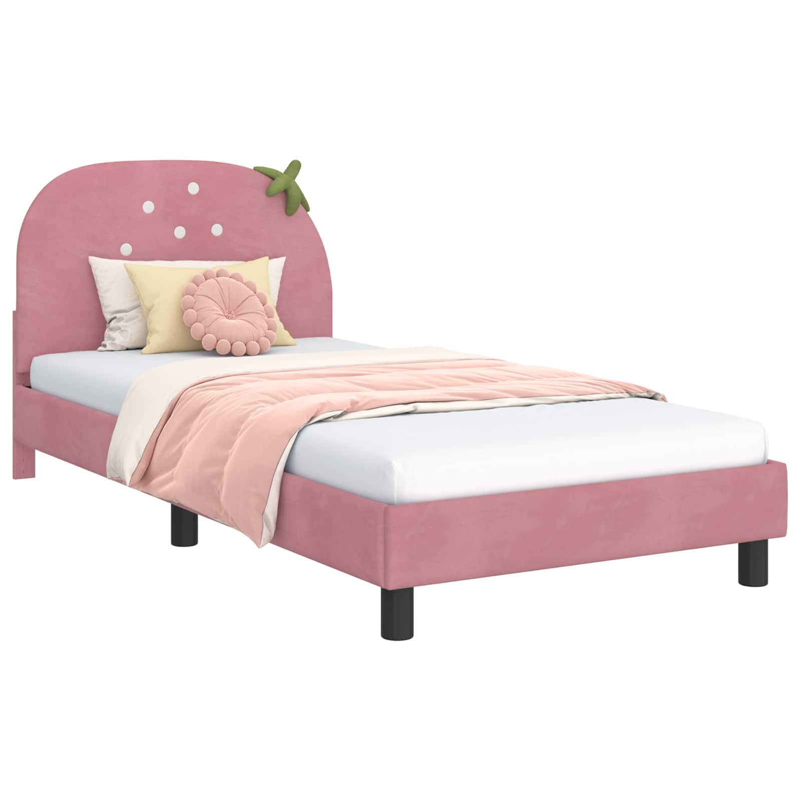 Struttura letto bambini con testata Rosa 80 x 200 cm Velluto | homemem39