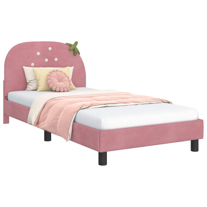 Struttura letto bambini con testata Rosa 80 x 200 cm Velluto | homemem39