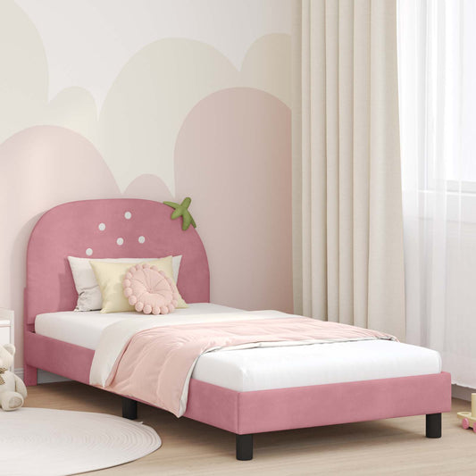 Struttura letto bambini con testata Rosa 90 x 200 cm Velluto | homemem39