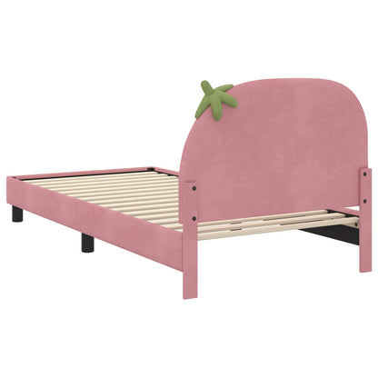 Struttura letto bambini con testata Rosa 90 x 200 cm Velluto | homemem39