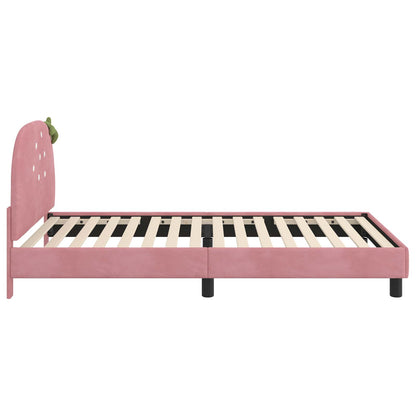 Struttura letto bambini con testata Rosa 90 x 200 cm Velluto | homemem39