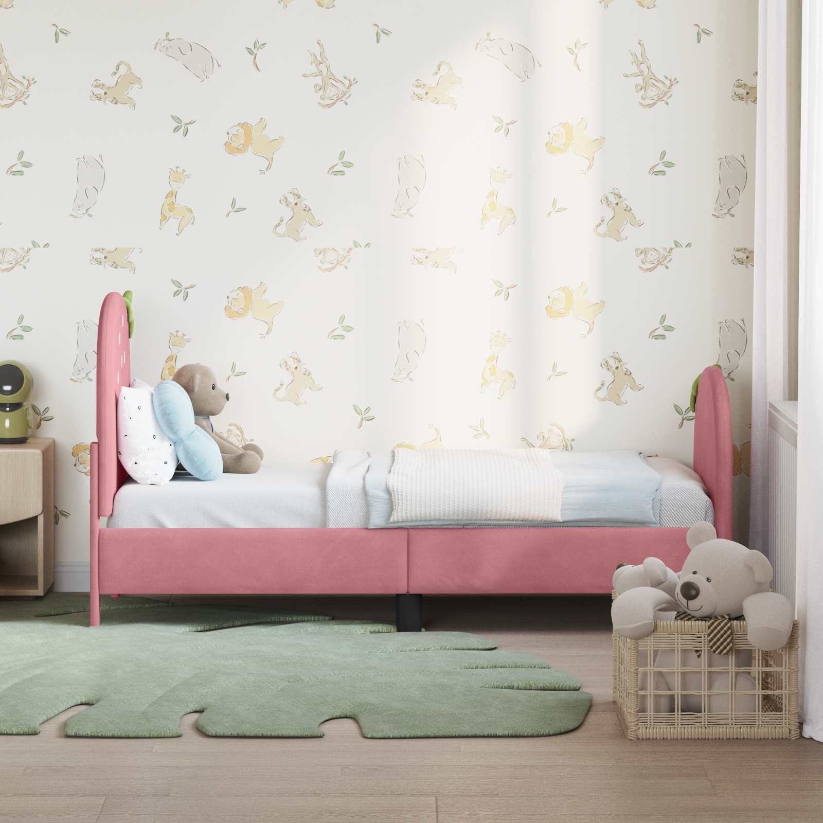 Struttura letto per bambini con testata Rosa 70 x 140 cm | homemem39