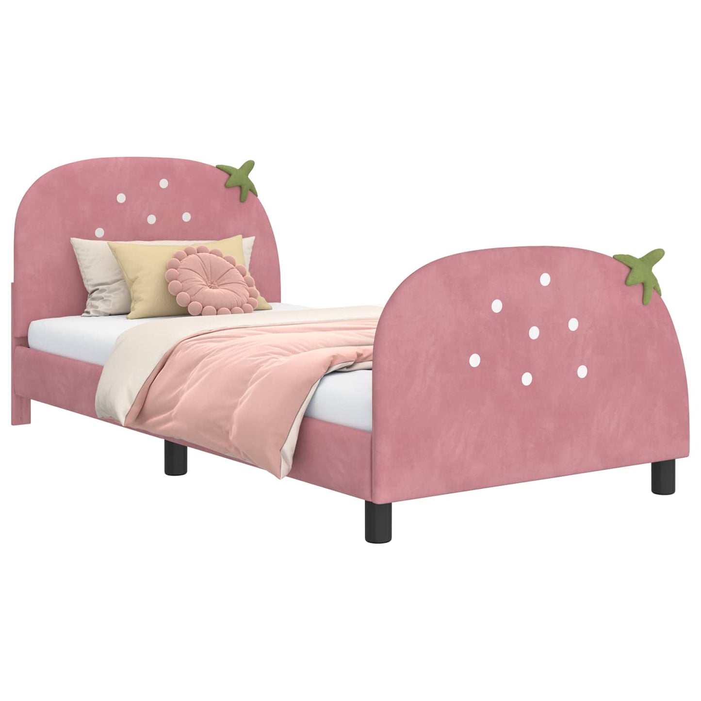 Struttura letto bambini con testata Rosa 90 x 190 cm Velluto | homemem39