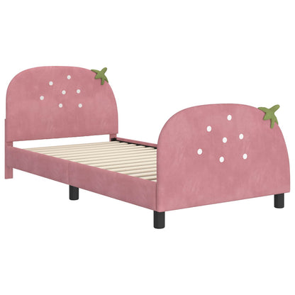 Struttura letto bambini con testata Rosa 90 x 190 cm Velluto | homemem39