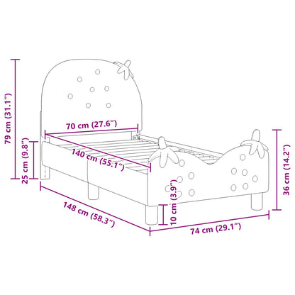 Struttura letto per bambini con testata Rosa 70 x 140 cm | homemem39