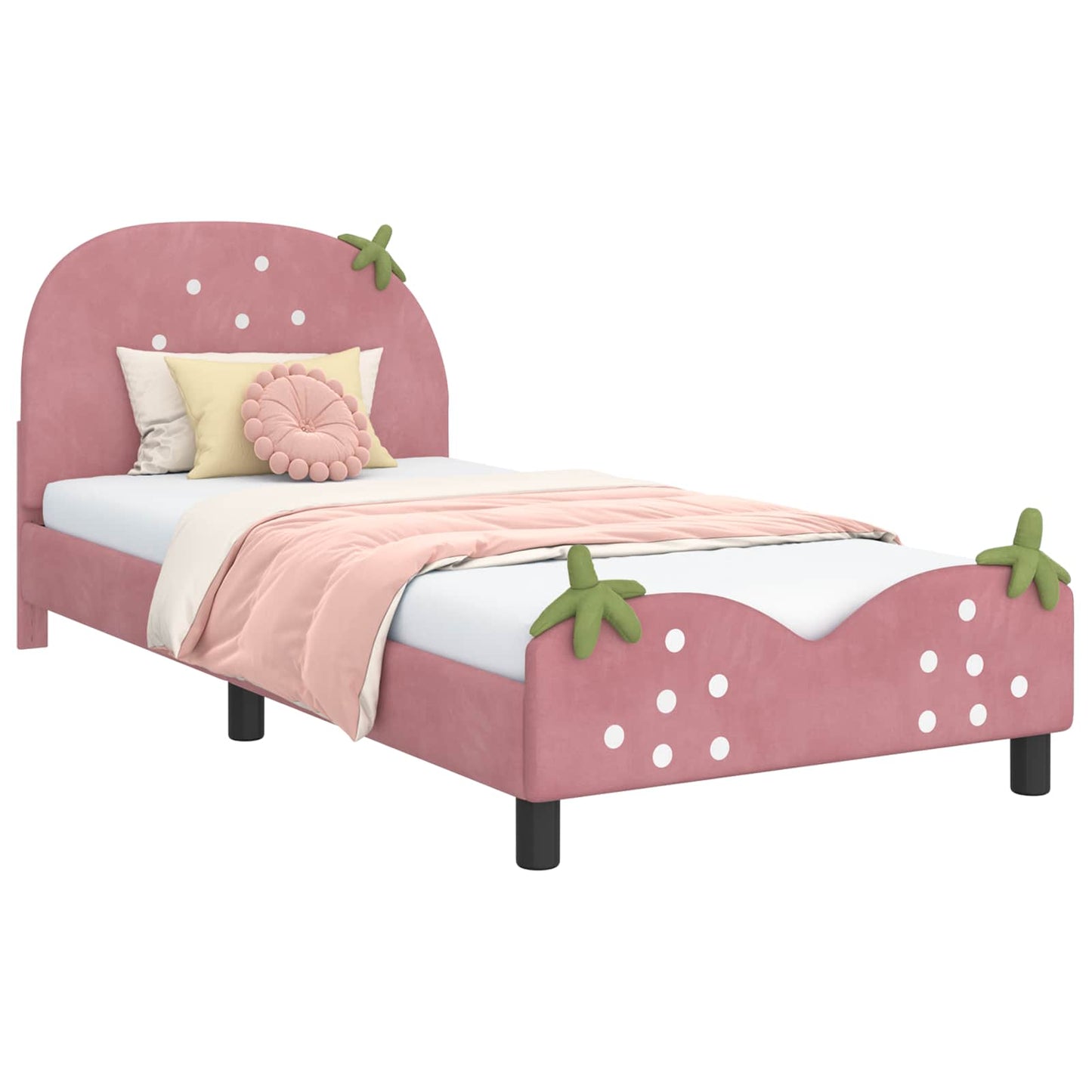 Struttura letto bambini con testata Rosa 80 x 200 cm Velluto | homemem39