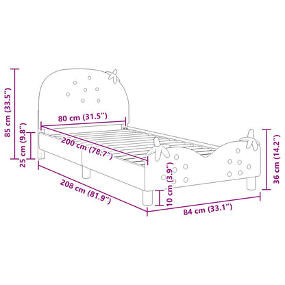 Struttura letto bambini con testata Rosa 80 x 200 cm Velluto | homemem39