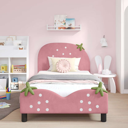 Struttura letto bambini con testata Rosa 90 x 190 cm Velluto | homemem39