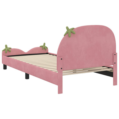 Struttura letto bambini con testata Rosa 90 x 190 cm Velluto | homemem39