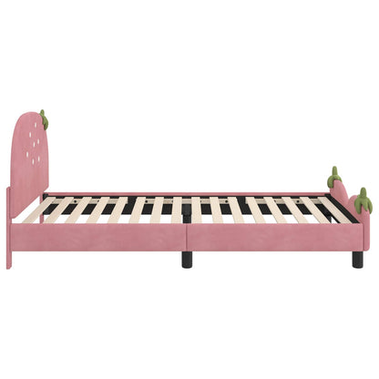 Struttura letto bambini con testata Rosa 90 x 190 cm Velluto | homemem39